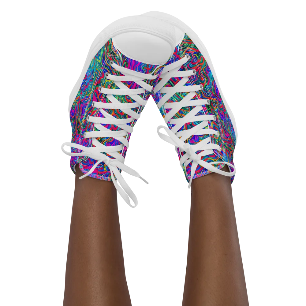 Electric Marmalade on Women's High Top Canvas Shoes — Front
