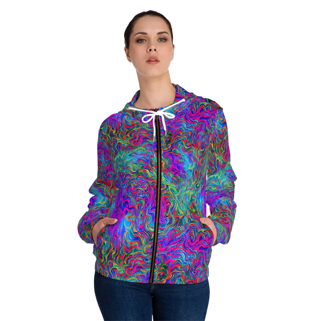 Electric Marmalade on Women's Full-Zip Hoodie — Front On Person