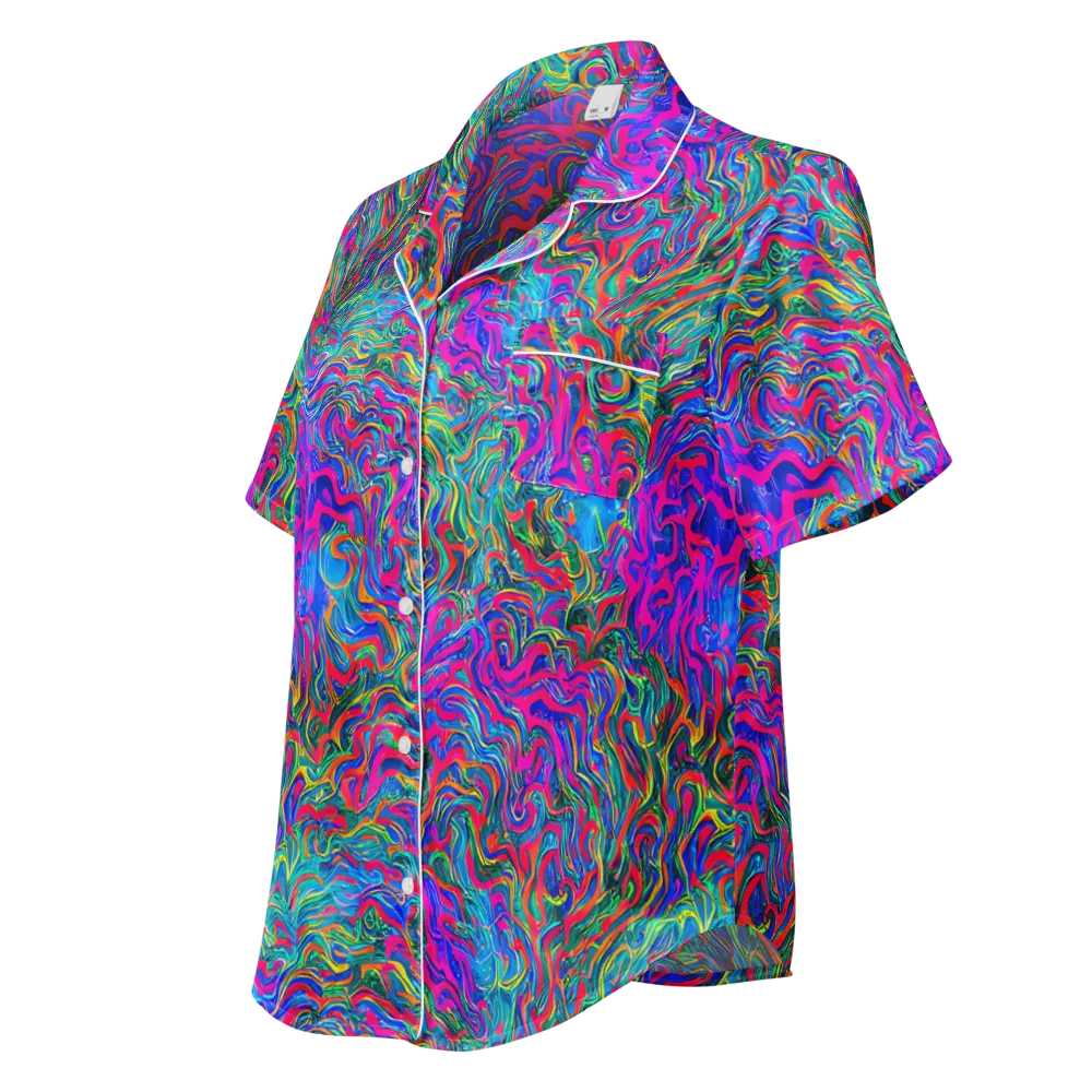 Electric Marmalade on Women's Short Sleeve Pajama Top — Left Front