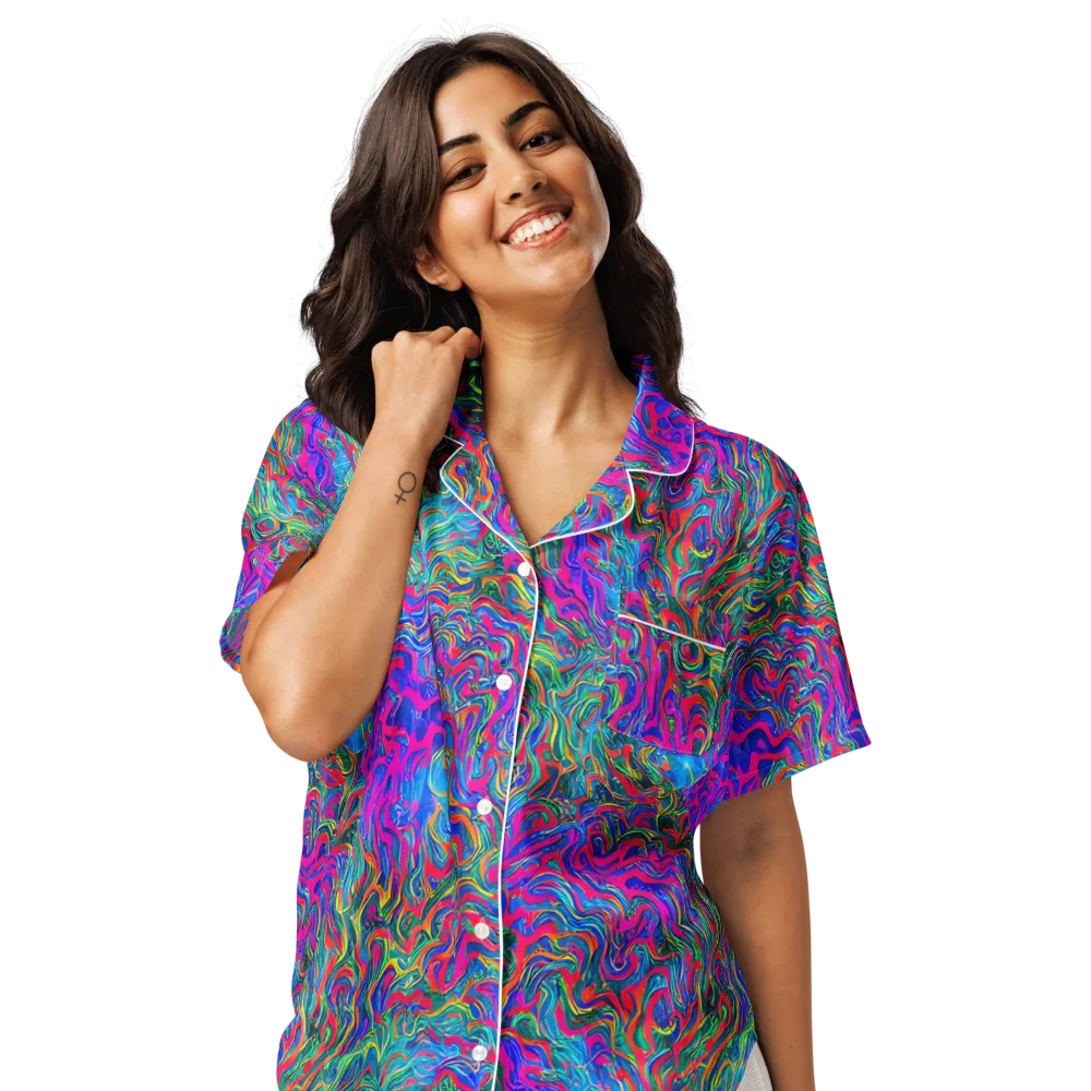 Electric Marmalade on Women's Short Sleeve Pajama Top — Front