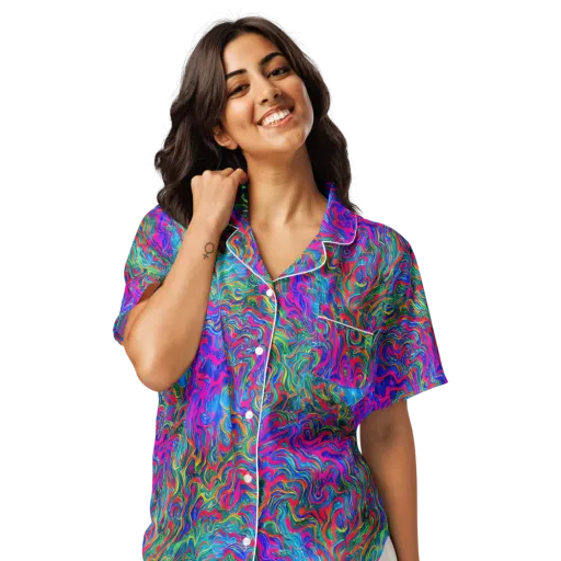 Electric Marmalade on a Women's Short Sleeve Pajama Top