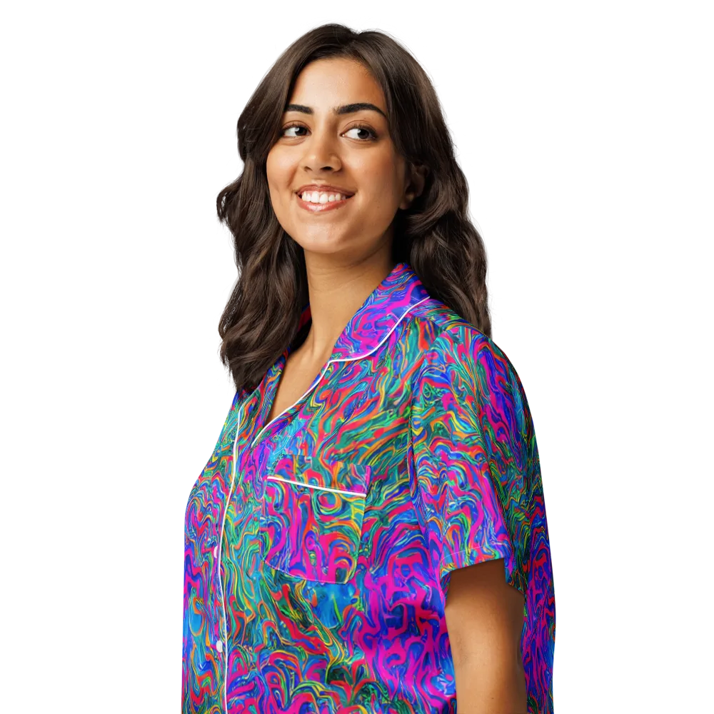 Electric Marmalade on Women's Short Sleeve Pajama Top — Left Front