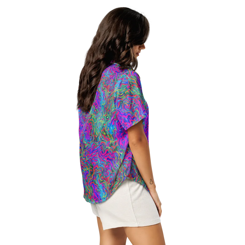 Electric Marmalade on Women's Short Sleeve Pajama Top — Right Back