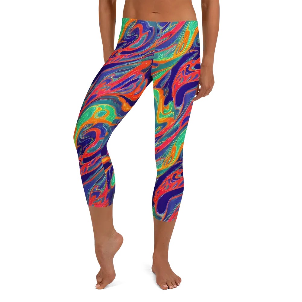 Colorwave Riot on Capri Leggings — Front