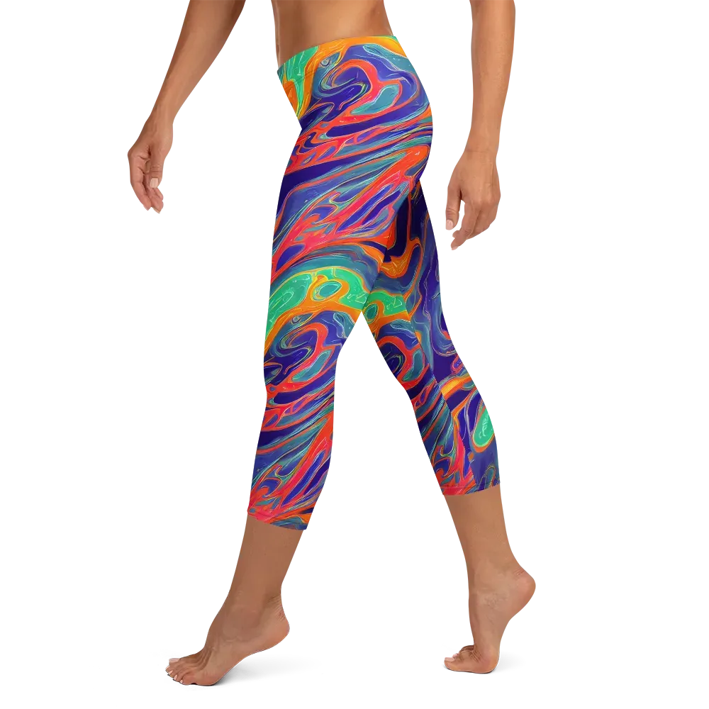 Colorwave Riot on Capri Leggings — Left