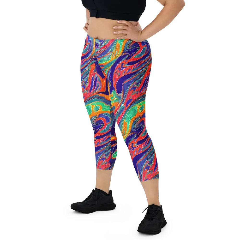 Colorwave Riot on Capri Leggings — Front