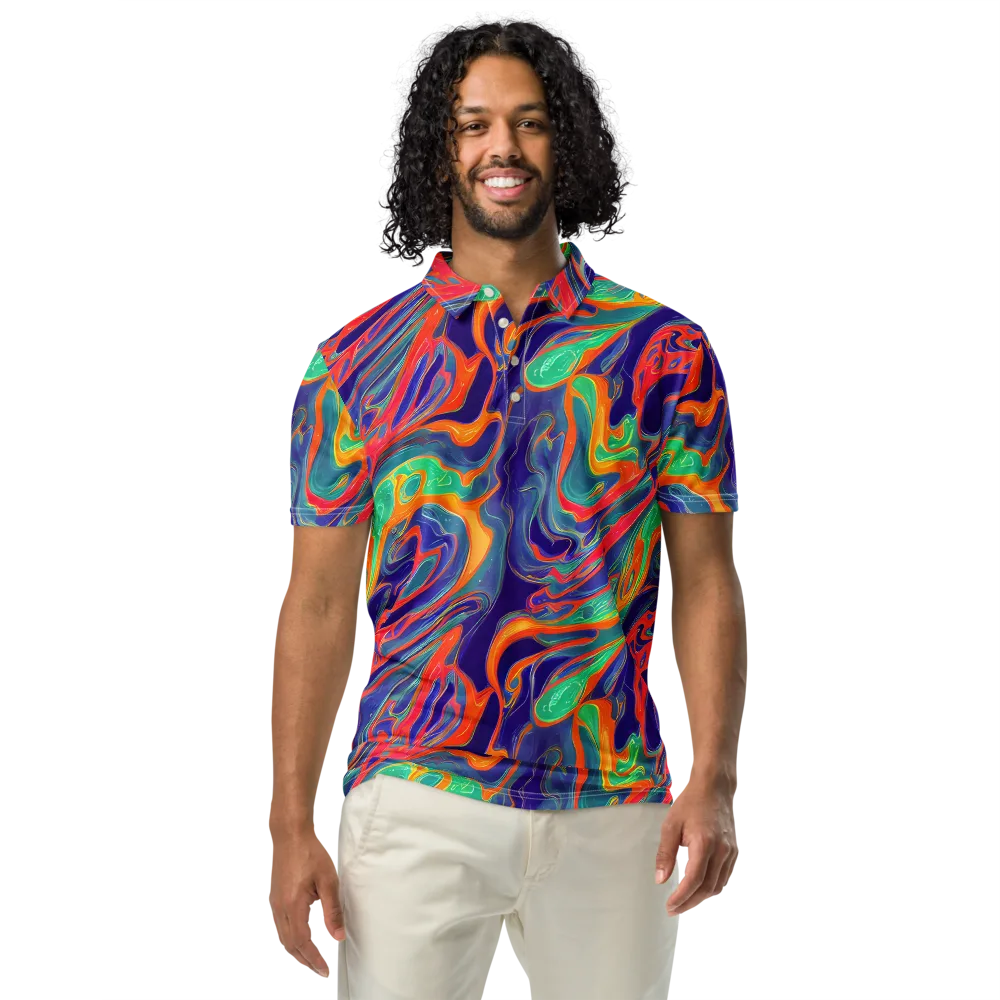 Colorwave Riot on Men's Slim Fit Polo Shirt — Front
