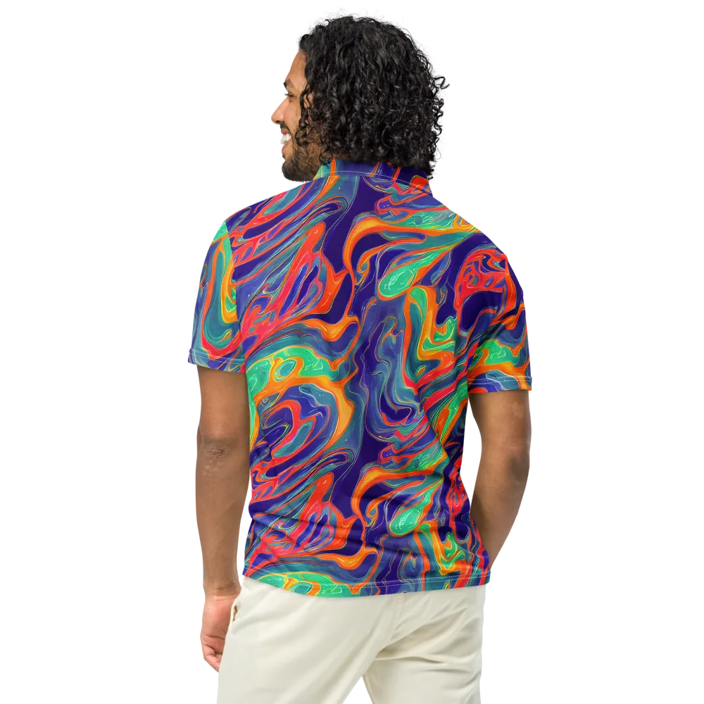 Colorwave Riot on Men's Slim Fit Polo Shirt — Back