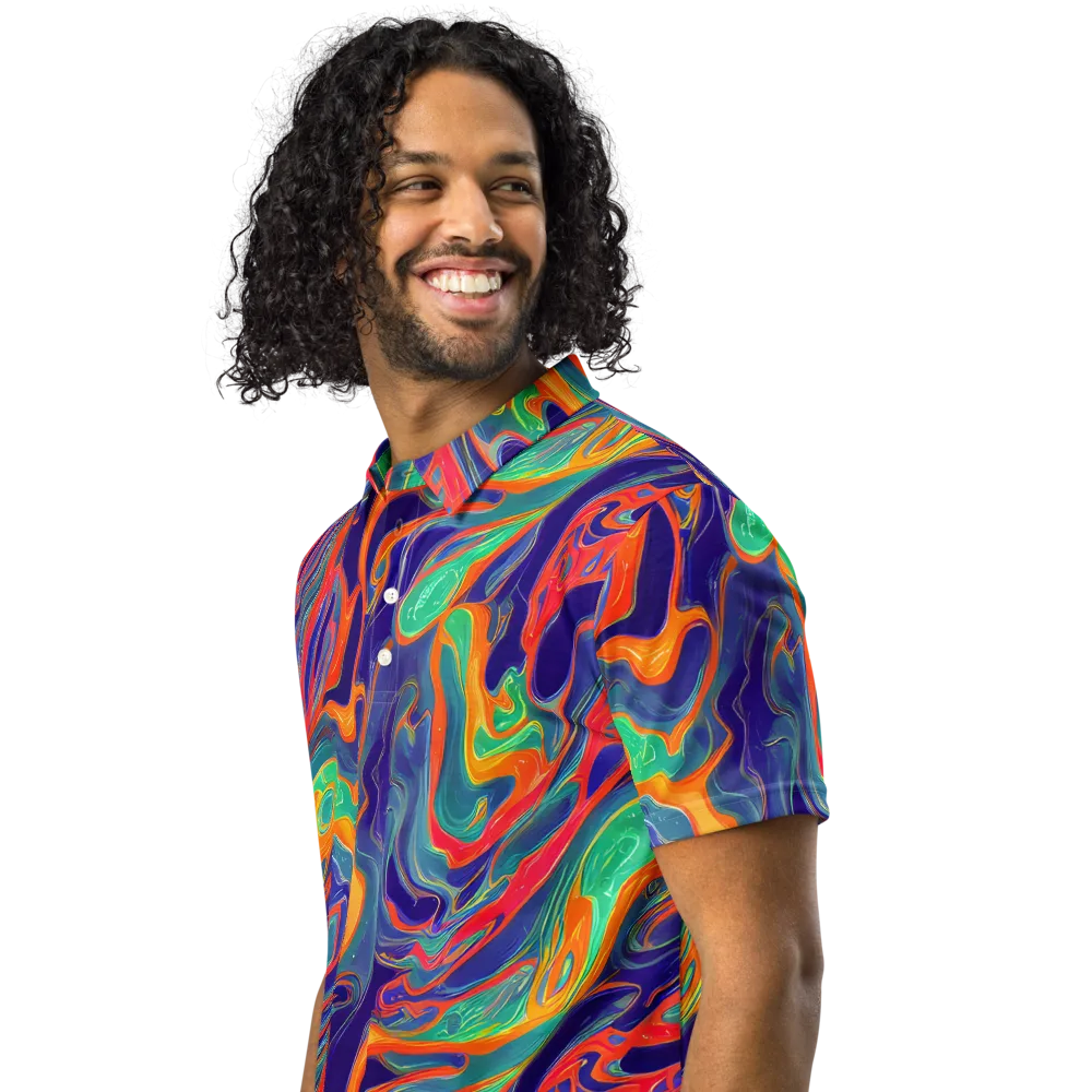 Colorwave Riot on Men's Slim Fit Polo Shirt — Left Front
