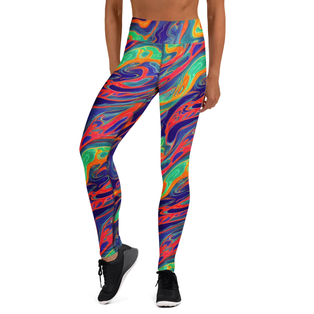 Colorwave Riot on Yoga Leggings — Front