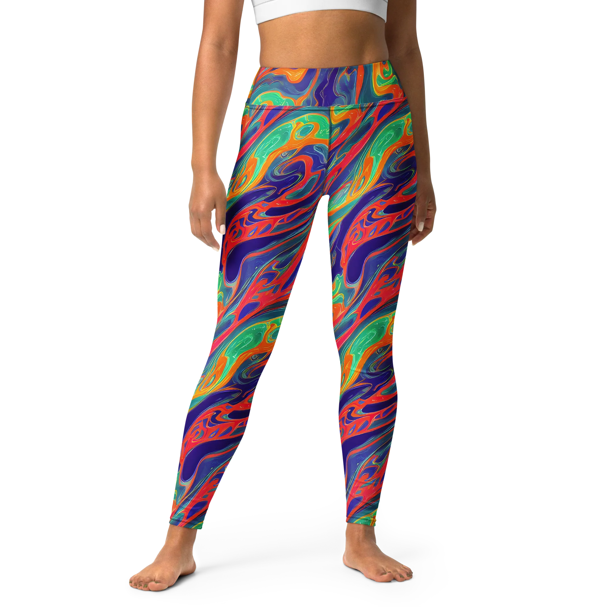 Colorwave Riot on Yoga Leggings — Front