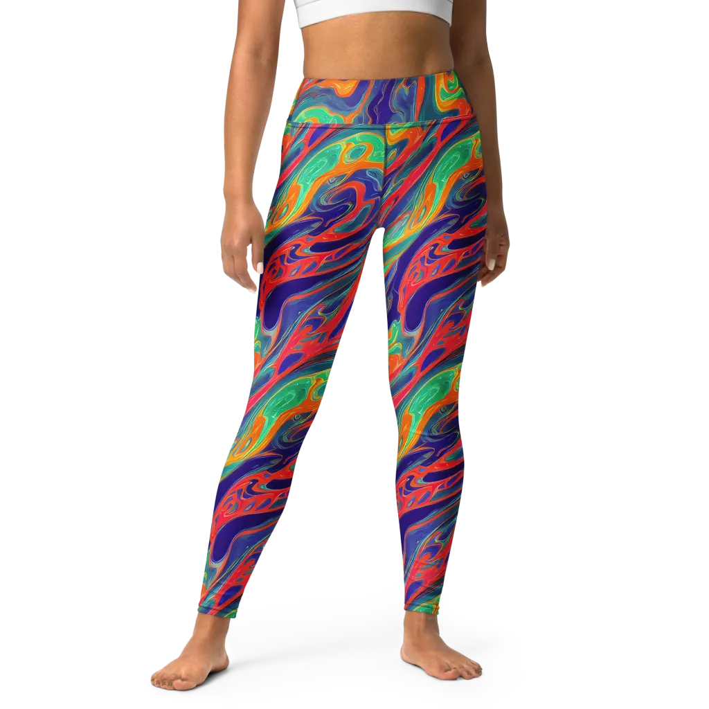 Colorwave Riot on Yoga Leggings — Front