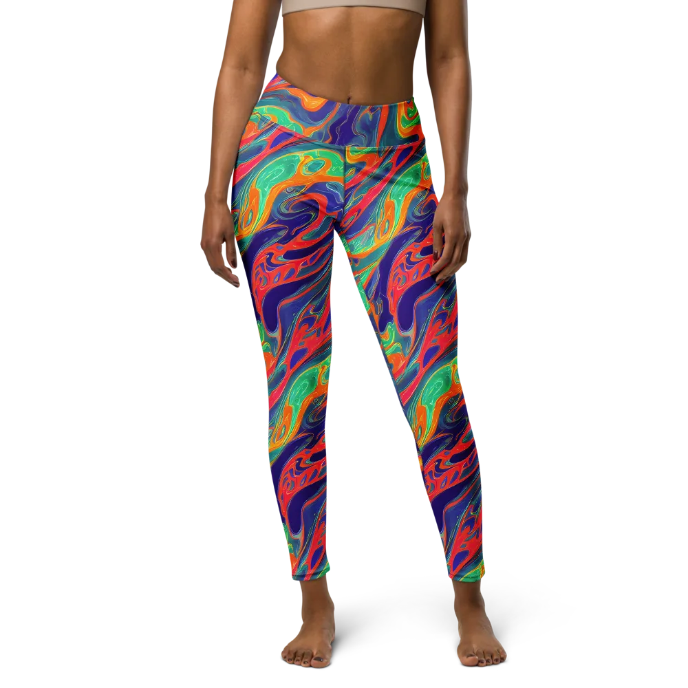 Colorwave Riot on Yoga Leggings — Front