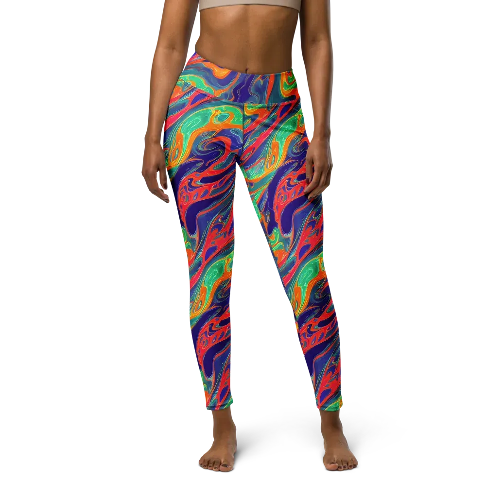 Colorwave Riot on Yoga Leggings — Front