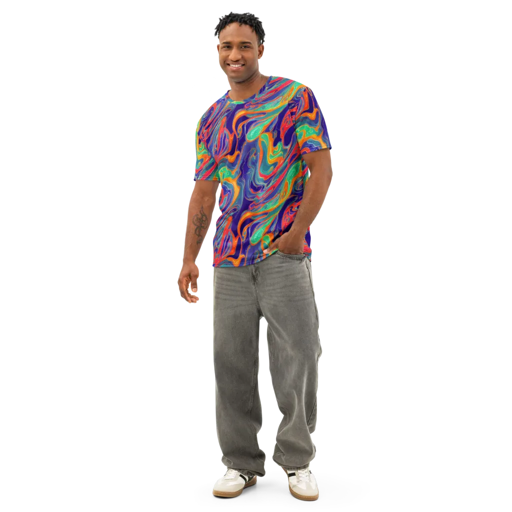 Colorwave Riot on Men's Cotton Crew Neck T-Shirt — Front