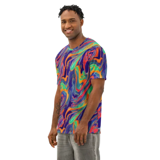 Colorwave Riot on a Men's Cotton Crew Neck T-Shirt