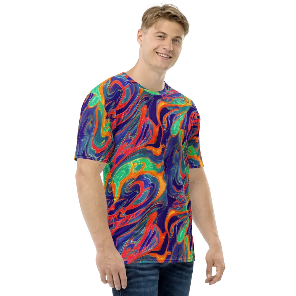 Colorwave Riot on Men's Crew Neck T-Shirt — Right