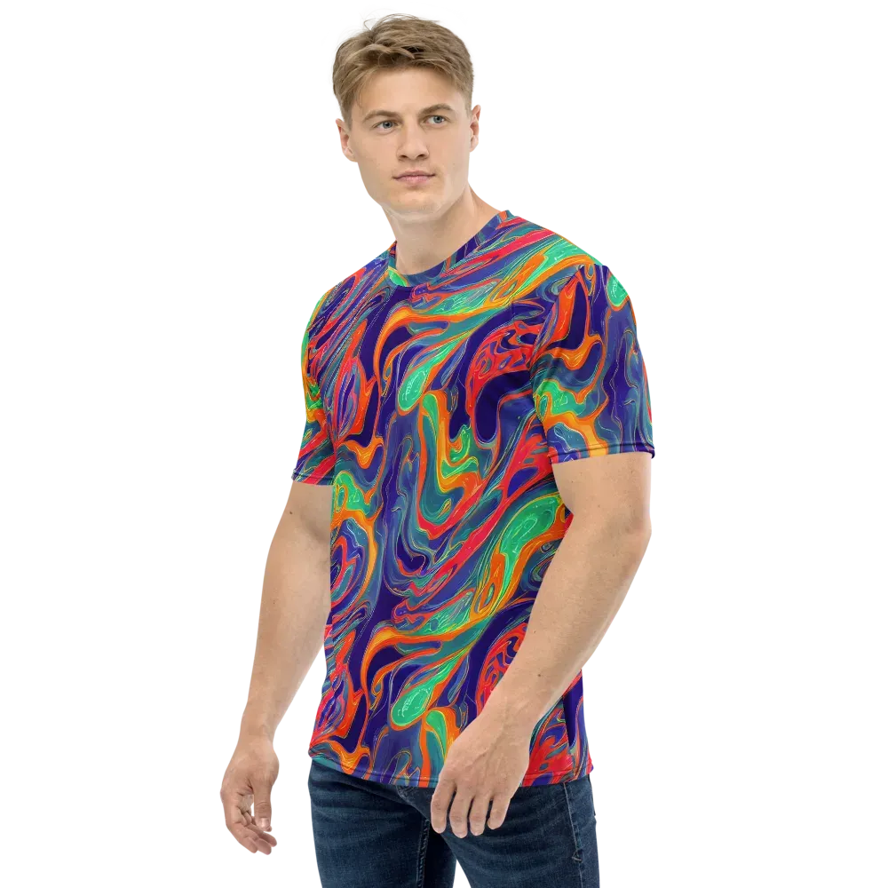 Colorwave Riot on Men's Crew Neck T-Shirt — Left