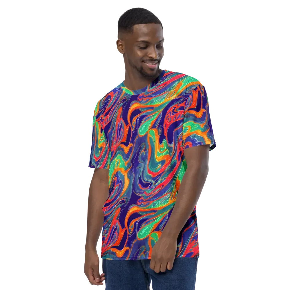 Colorwave Riot on Men's Crew Neck T-Shirt — Left