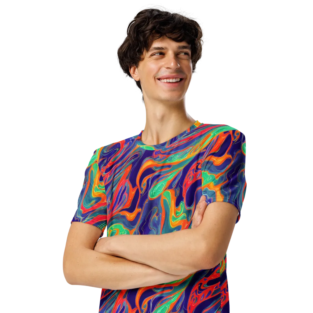 Colorwave Riot on Men's Crew Neck T-Shirt — Left Front