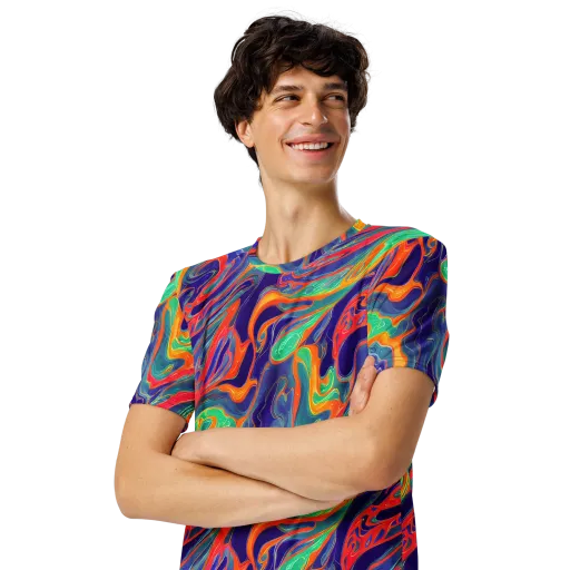 Colorwave Riot on a Men's Crew Neck T-Shirt