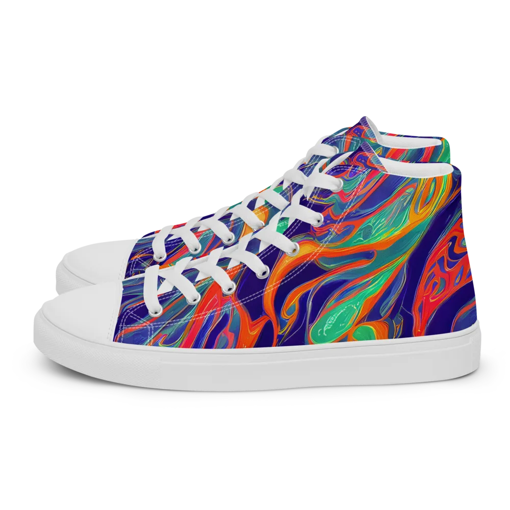 Colorwave Riot on Men's High Top Canvas Shoes — Left
