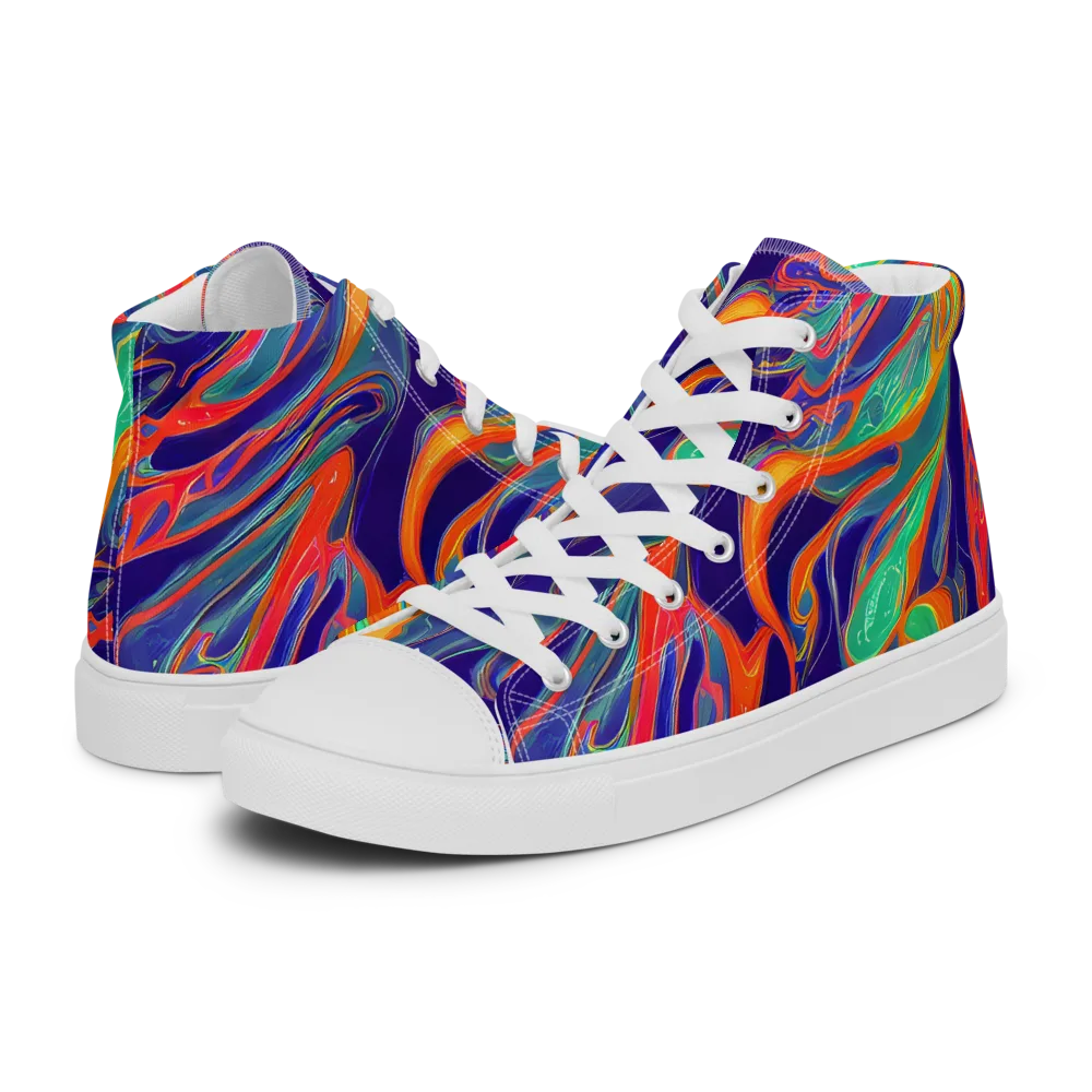 Colorwave Riot on Men's High Top Canvas Shoes — Left