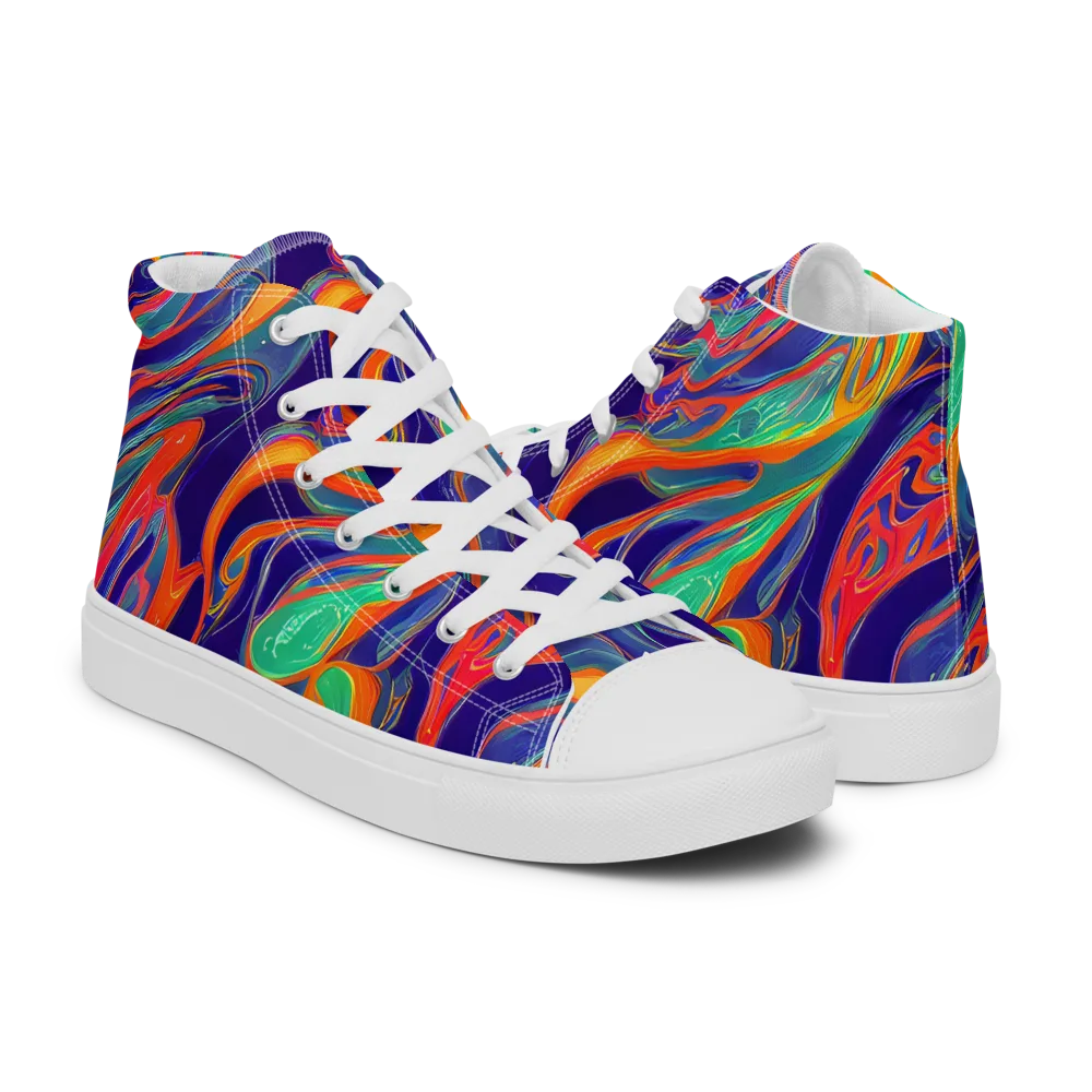 Colorwave Riot on Men's High Top Canvas Shoes — Right
