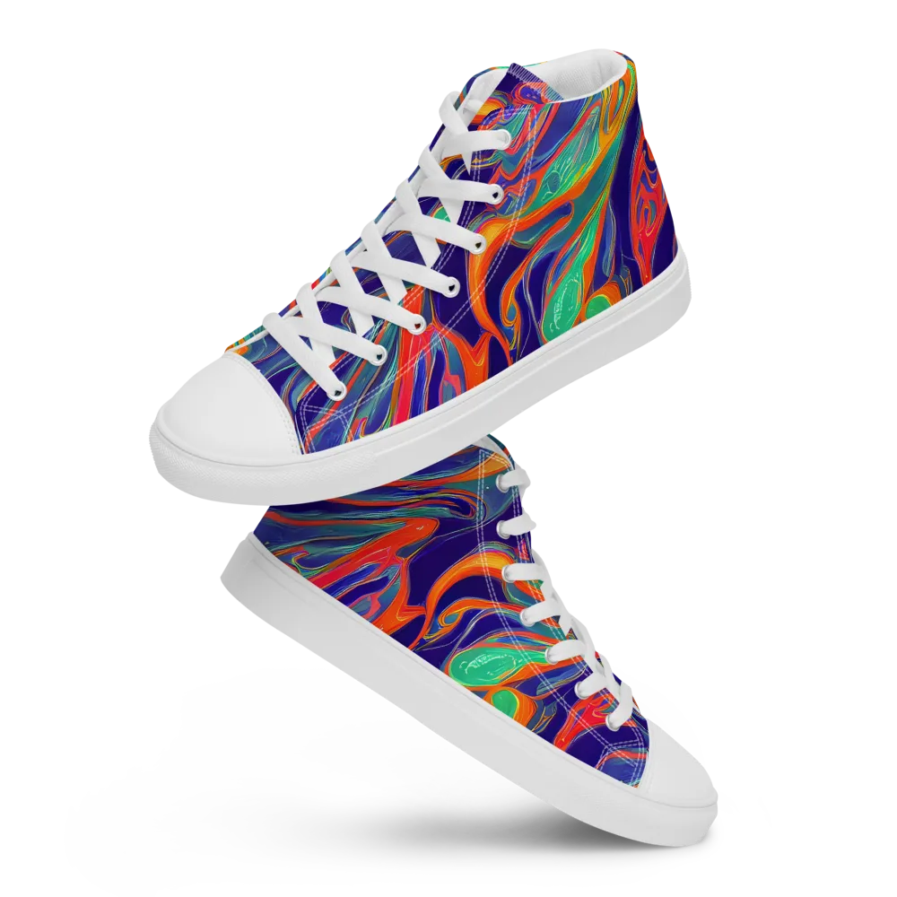 Colorwave Riot on Men's High Top Canvas Shoes — Front