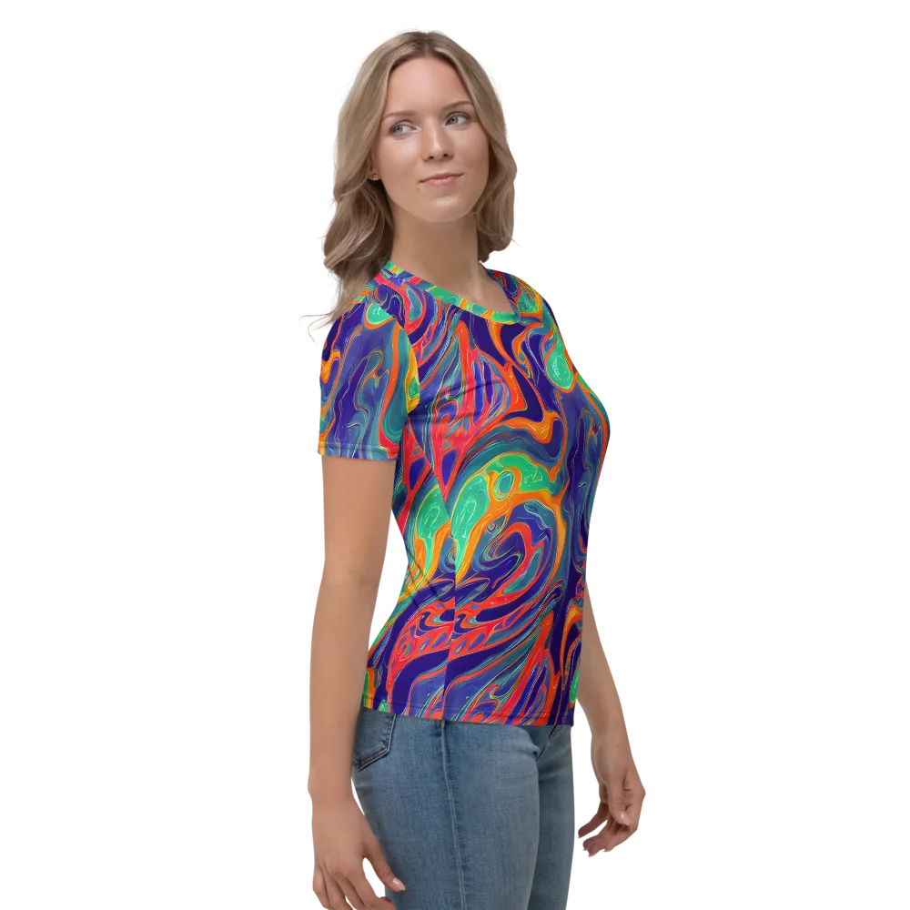 Colorwave Riot on Women's Crew Neck T-Shirt — Right