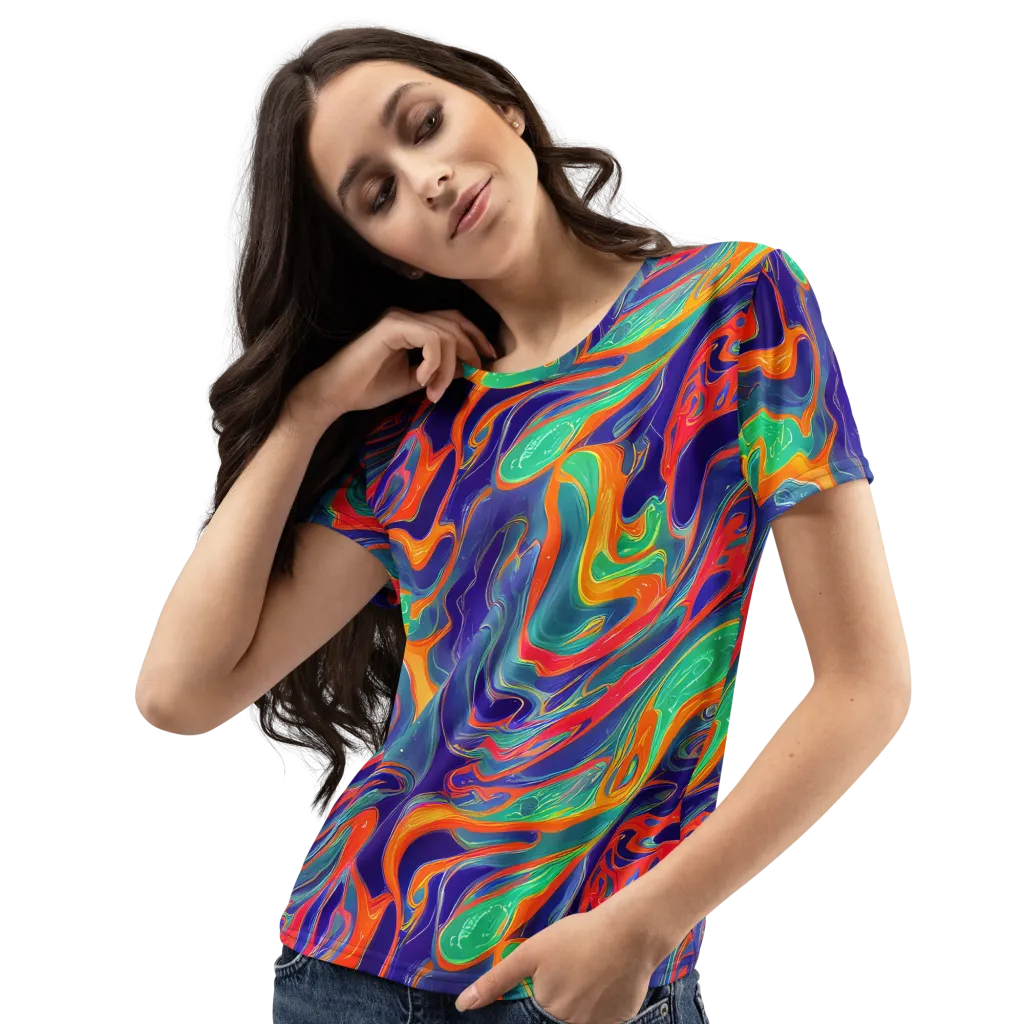 Colorwave Riot on Women's Crew Neck T-Shirt — Left Front