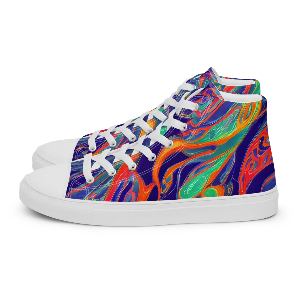 Colorwave Riot on Women's High Top Canvas Shoes — Left