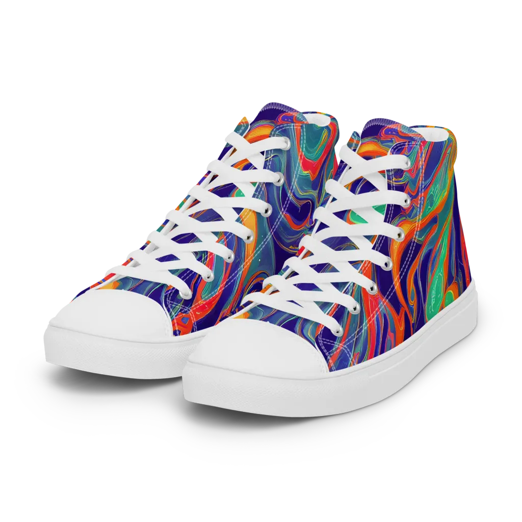 Colorwave Riot on Women's High Top Canvas Shoes — Left Front