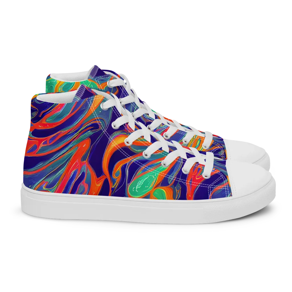 Colorwave Riot on Women's High Top Canvas Shoes — Right