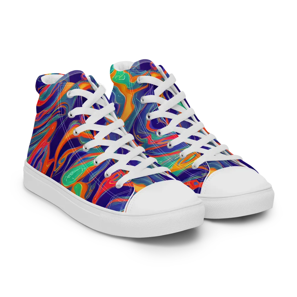 Colorwave Riot on Women's High Top Canvas Shoes — Right Front