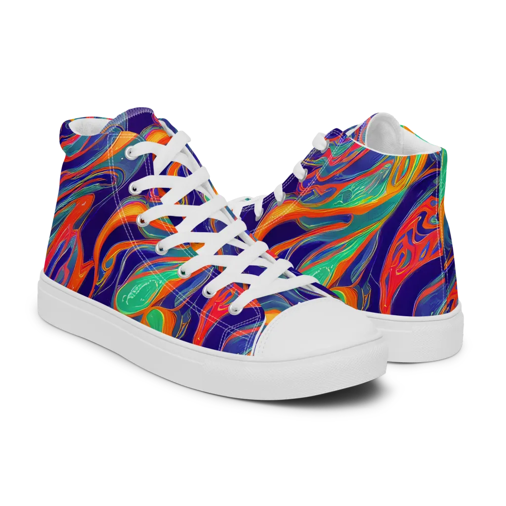 Colorwave Riot on Women's High Top Canvas Shoes — Right