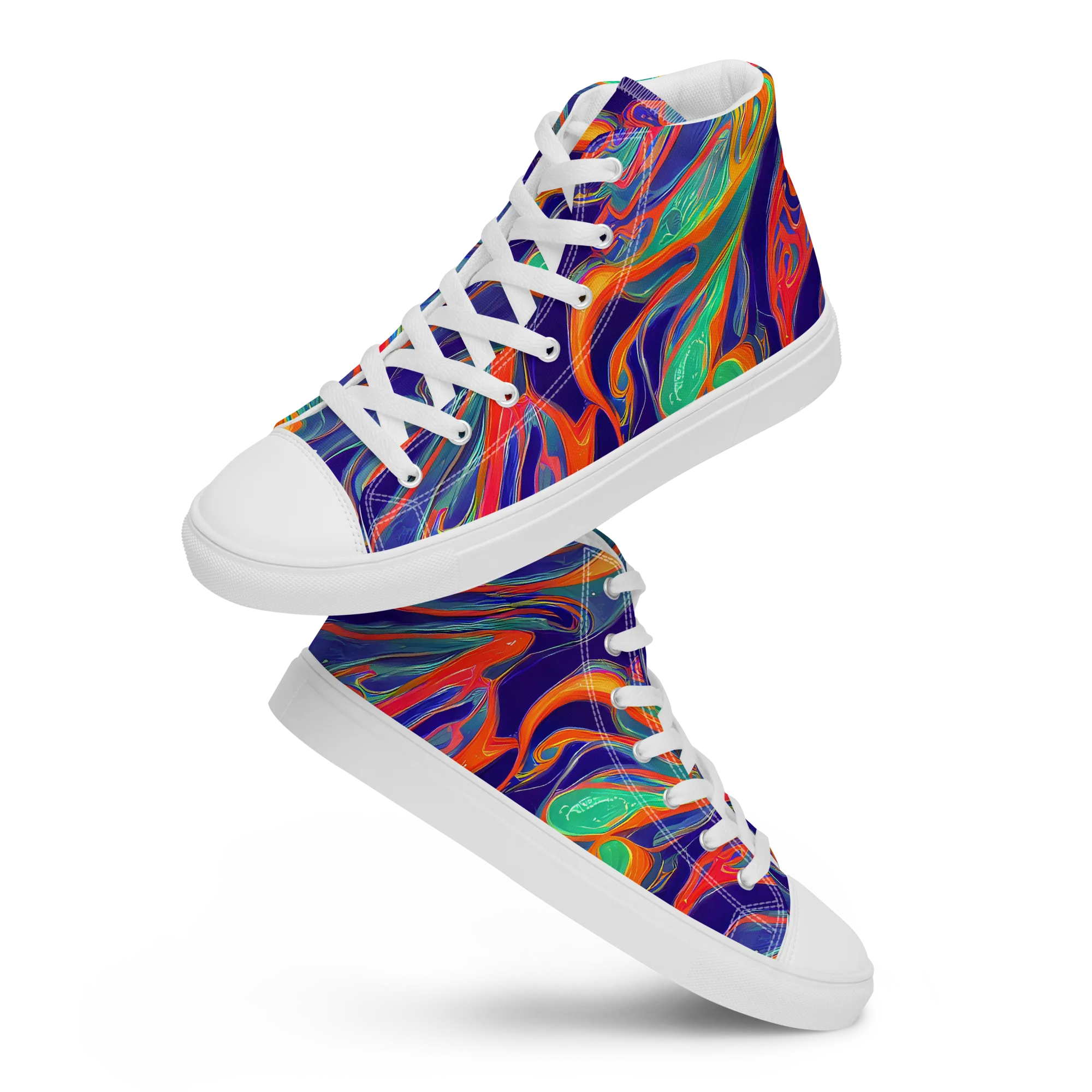 Colorwave Riot on Women's High Top Canvas Shoes — Front