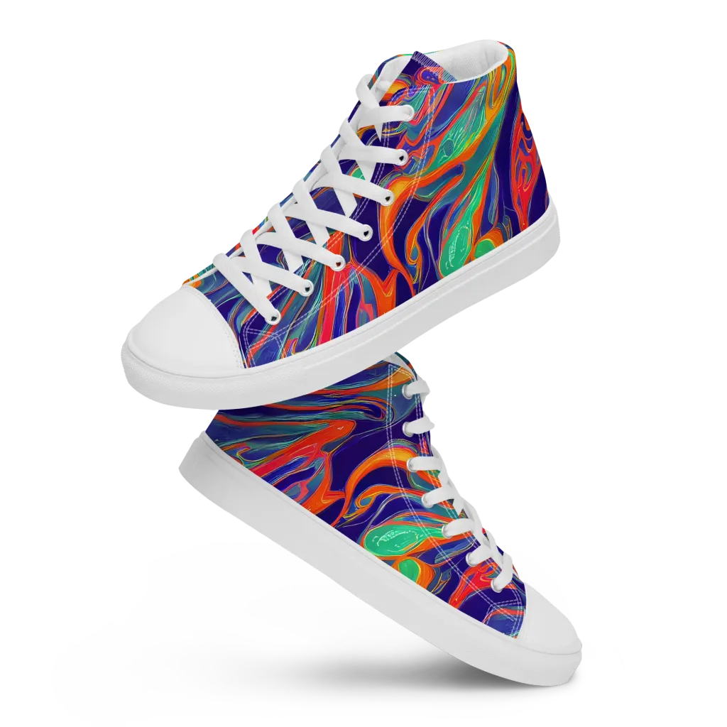 Colorwave Riot on Women's High Top Canvas Shoes — Front