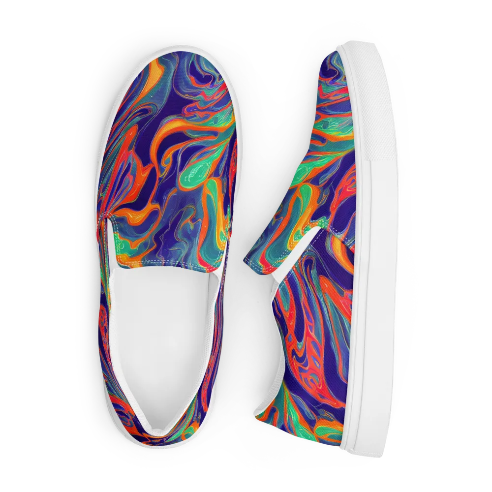 Colorwave Riot on Men's Slip-On Canvas Shoes — Front