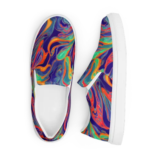 Colorwave Riot on a Men's Slip-On Canvas Shoes