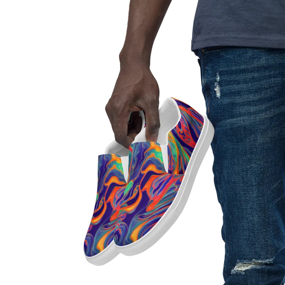 Colorwave Riot on Men's Slip-On Canvas Shoes — Left Front