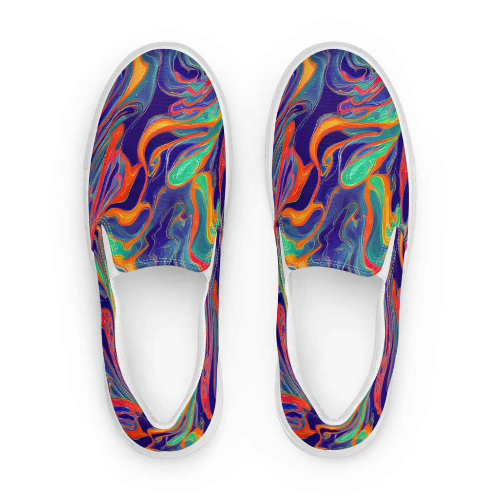 Colorwave Riot on Women's Slip-On Canvas Shoes — Front