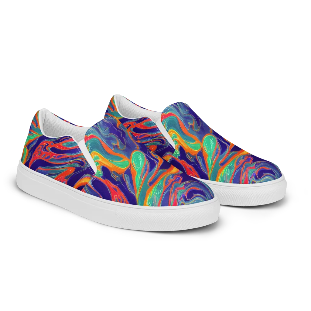 Colorwave Riot on Women's Slip-On Canvas Shoes — Right Front