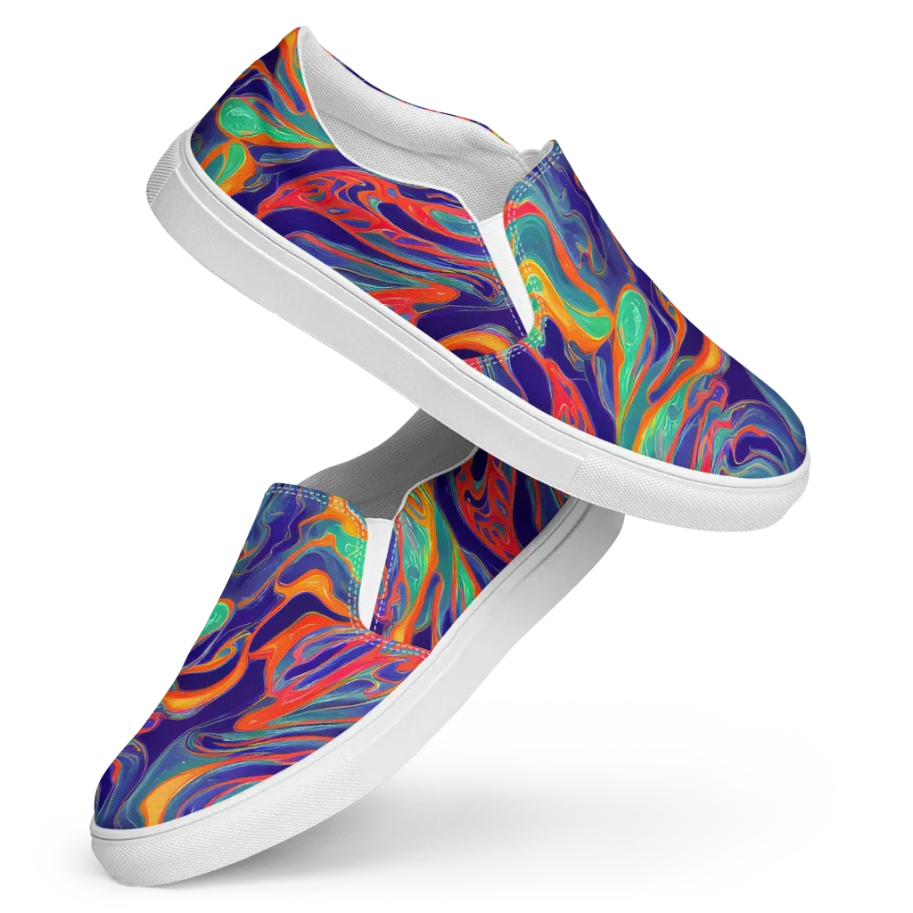 Colorwave Riot on Women's Slip-On Canvas Shoes — Front