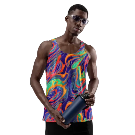 Colorwave Riot on a Men's Tank Top
