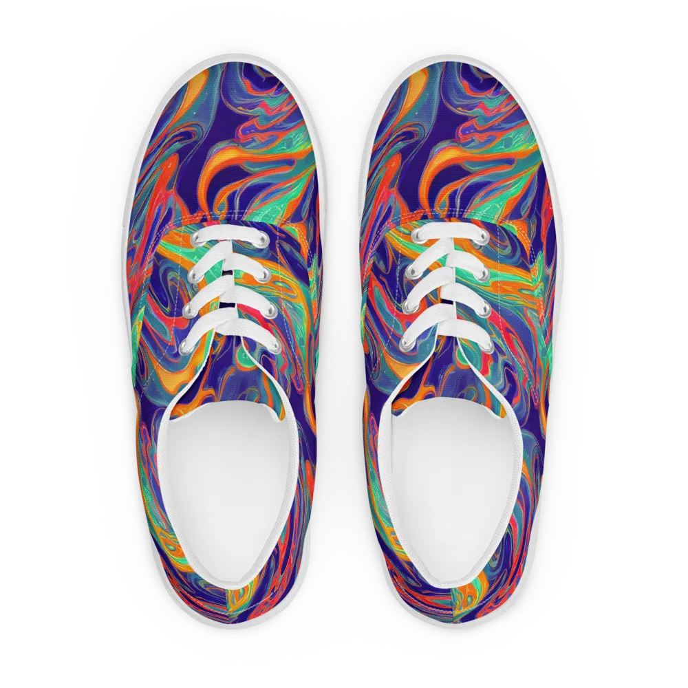 Colorwave Riot on Men's Lace-Up Canvas Shoes — Front