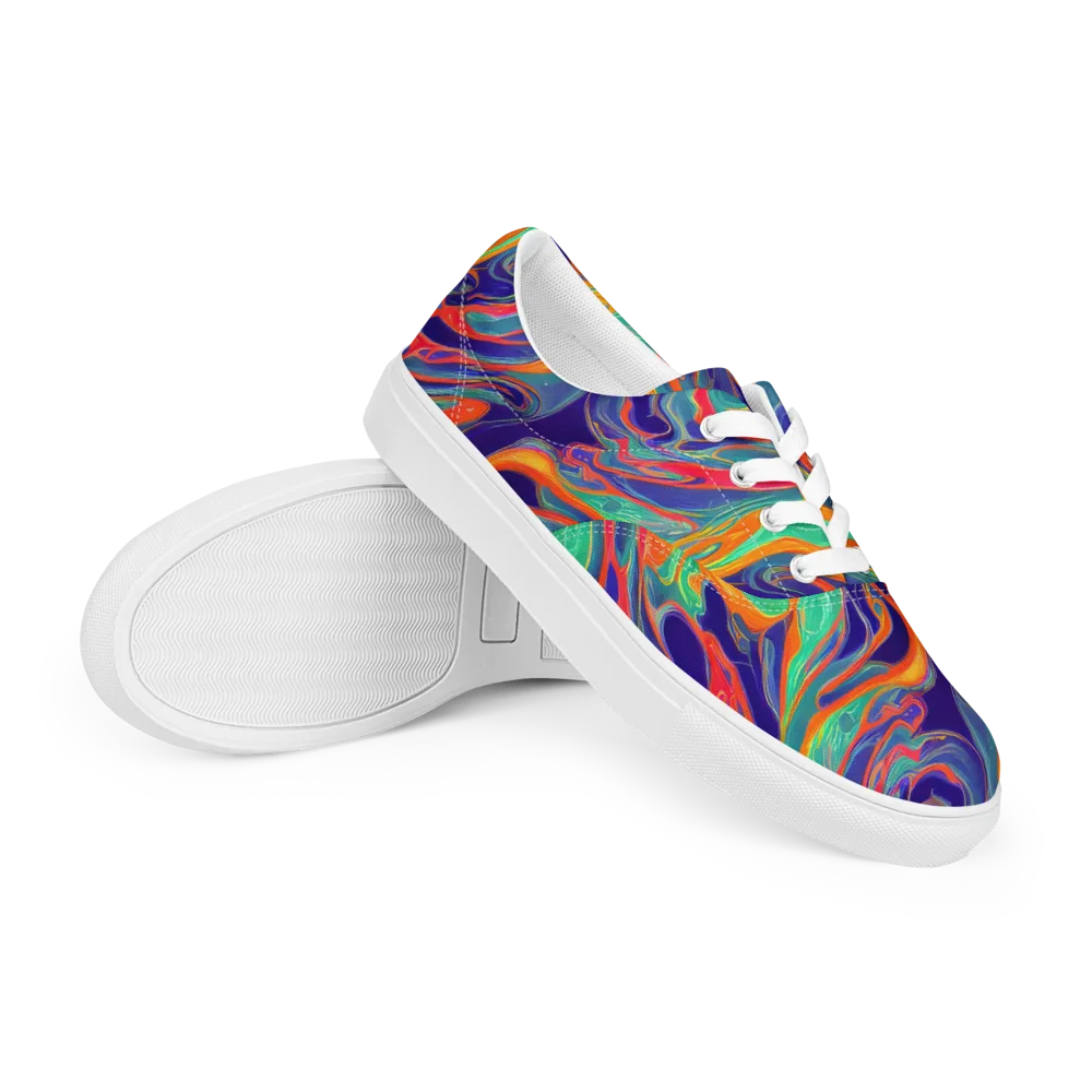 Colorwave Riot on Men's Lace-Up Canvas Shoes — Right Front