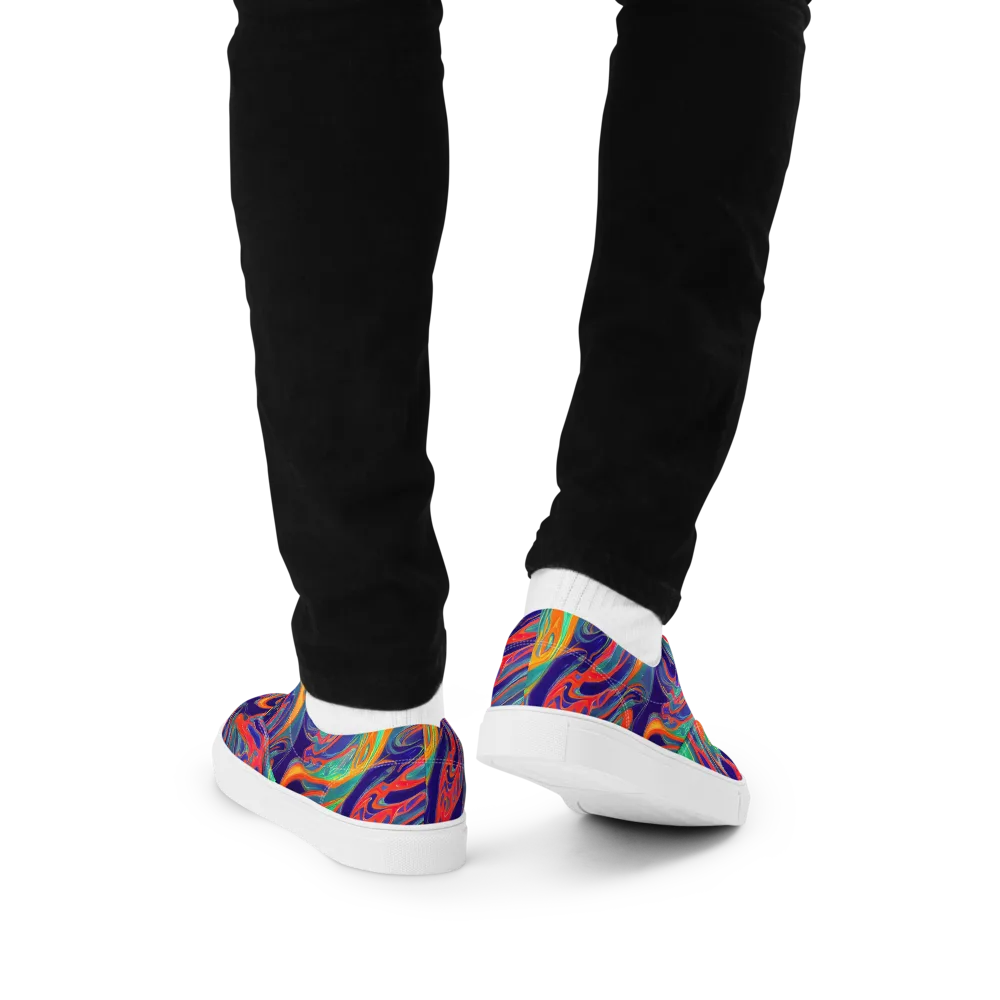 Colorwave Riot on Men's Lace-Up Canvas Shoes — Back