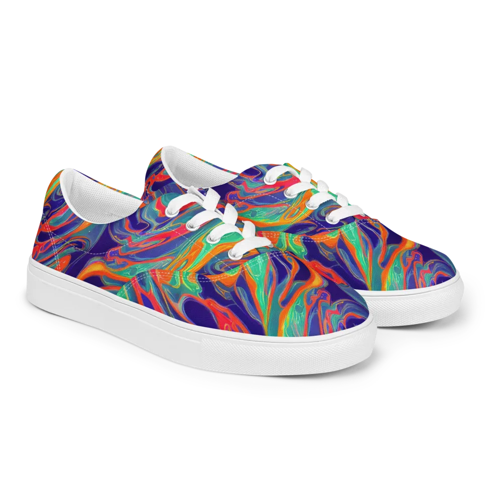 Colorwave Riot on Men's Lace-Up Canvas Shoes — Right Front