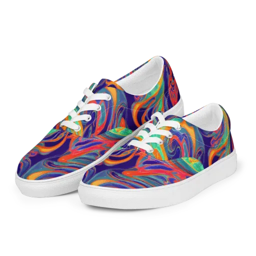 Colorwave Riot on a Men's Lace-Up Canvas Shoes